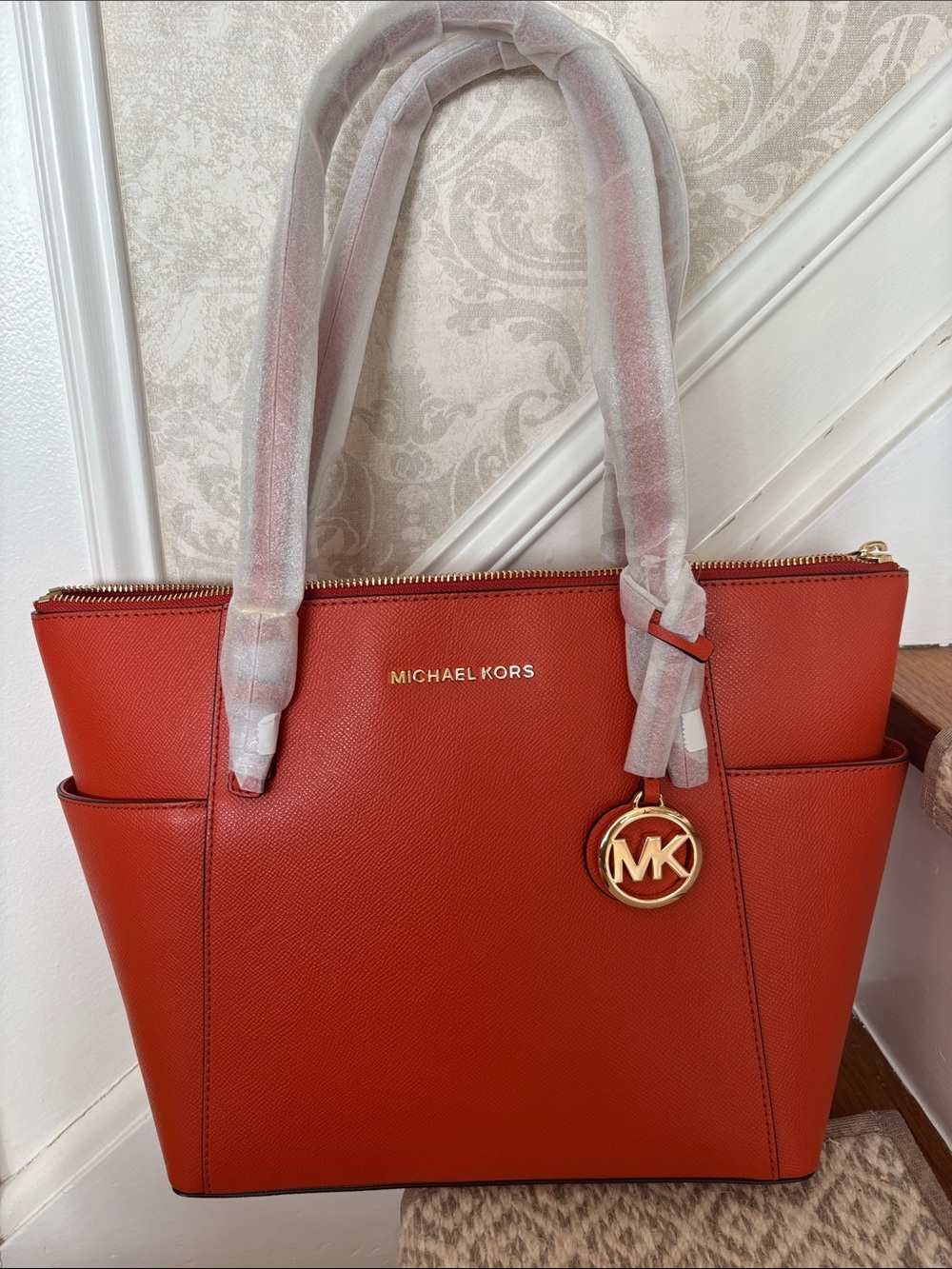 Michael Kors Jet Set Orange Spice Saffiano Leather Large Tote Purse NWT